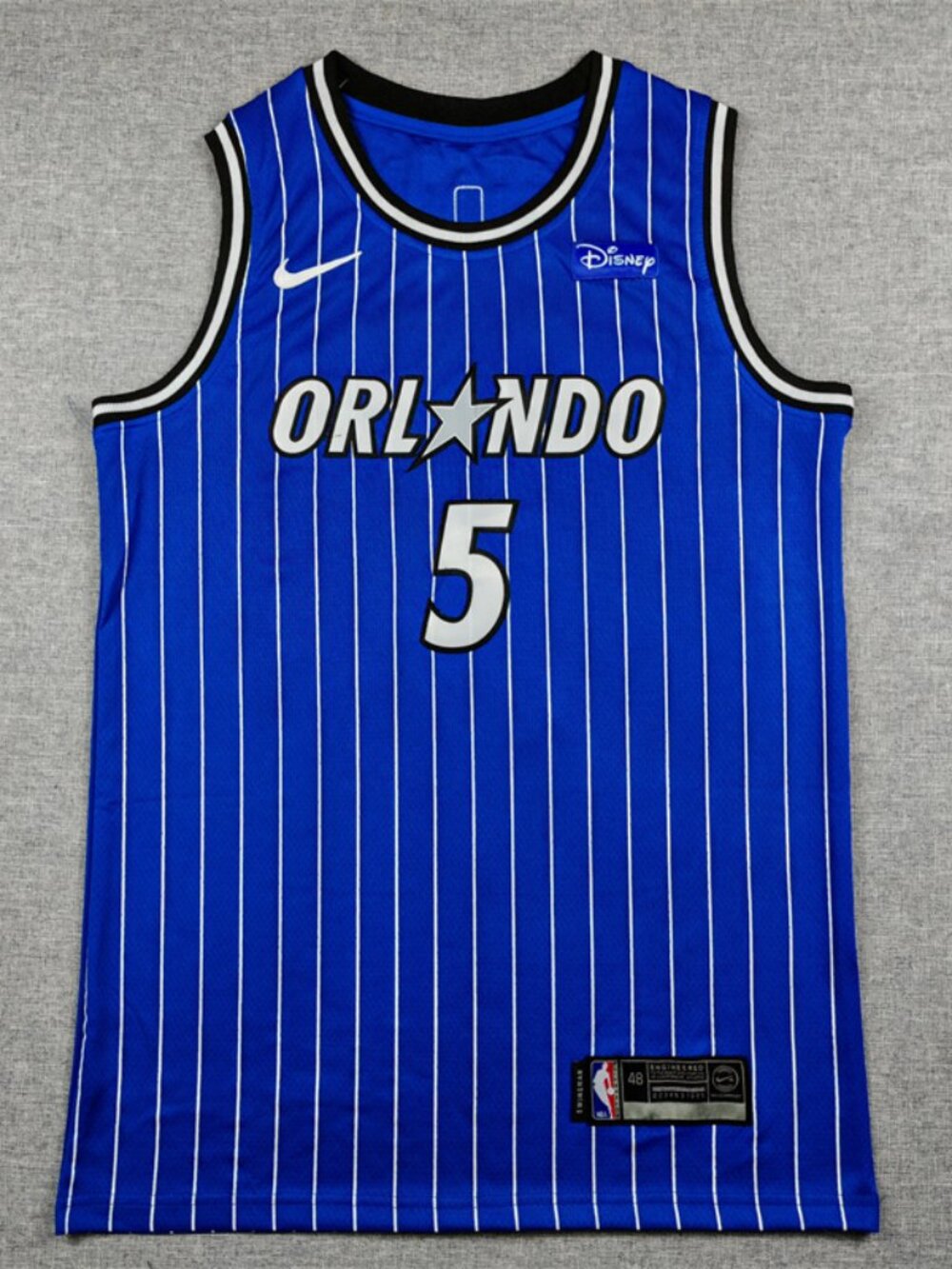 Orlando Blue & White Pinstripe Basketball Jersey #5